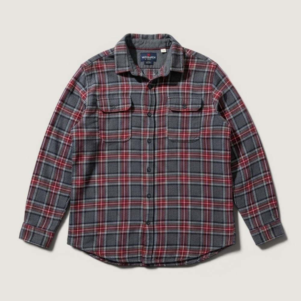 Woolrich Flannel Shirt Mens Large Gray Red Plaid Good Long Sleeve Button Down
